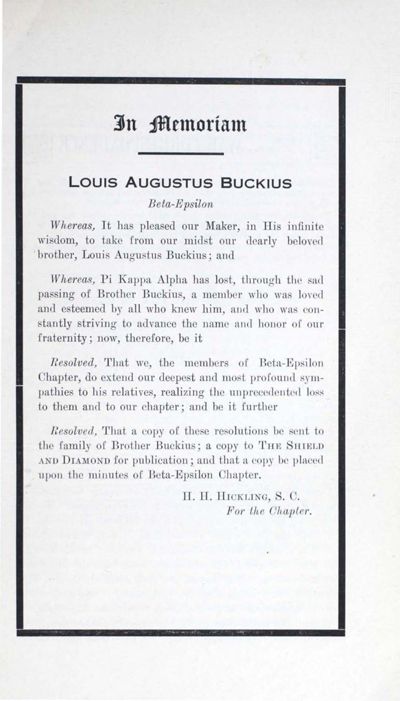 In Memoriam: Louis Augustus Buckius